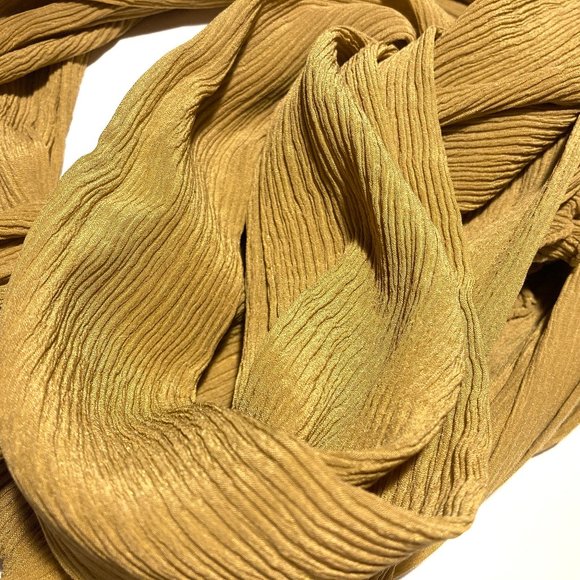 Vintage Crepe Mustard/Gold Oblong Scarf - Picture 3 of 7